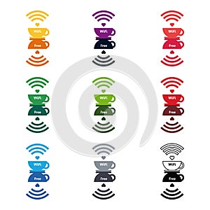 Set WiFi Cafe Internet cafe poster design, vector illustration photo