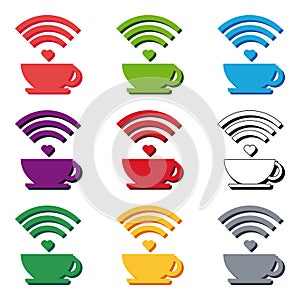 Set WiFi Cafe Internet cafe poster design, vector illustration photo