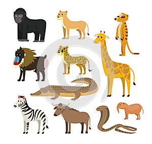 Set of wild african animals