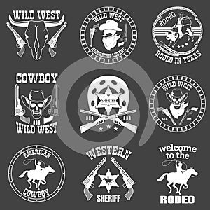 Set of wild west cowboy designed elements