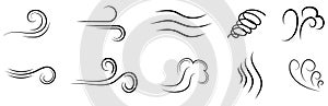 Set of wind blow line icons