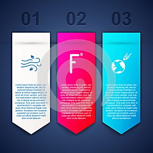 Set Wind, Fahrenheit and Comet falling down fast. Business infographic template. Vector