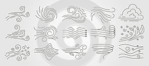set of wind weather abstract vector illustration design, vector handrawn abstract design photo