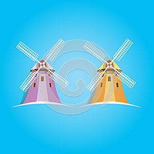 Set of windmill cartoon