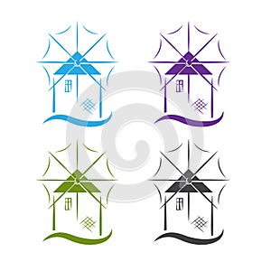 Set of windmill with wave vector design template