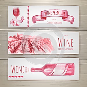 Set of wine banners and labels design