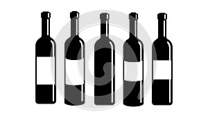 Set wine bottle icon isolated on white background. EPS 10