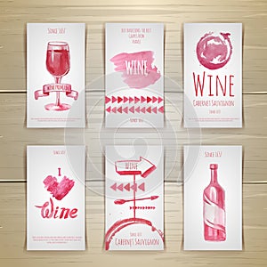 Set of wine cards and labels design