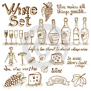 Set of wine elements