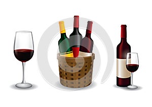 Set of wine icons. Vector illustration decorative background design