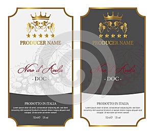 Set of Wine Label Five Stars