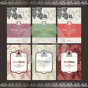 Set of wine labels