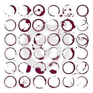 Set of wine stains and splashes. Vector illustration