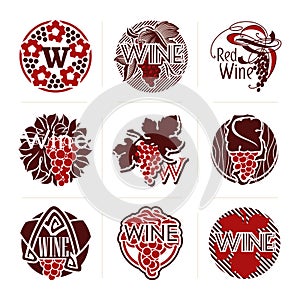 Set of wine vector labels and badges