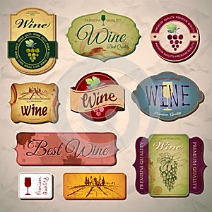 Set of wine vintage labels