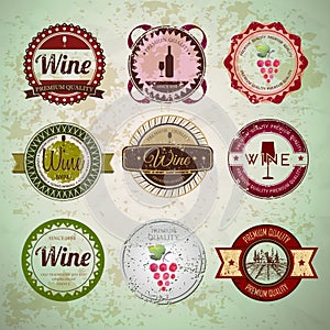 Set of wine vintage labels
