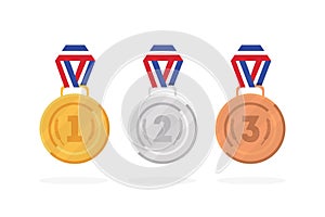 Set of winner medals gold, bronze and silver. Vector