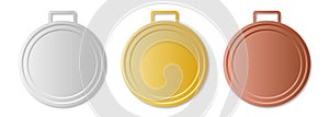 Set of blank winner medals, vector image