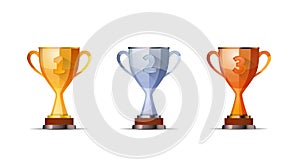 Set of winners award for first, second and third