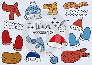 Set of winter accessories. Winter season elements for your design