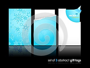 Set of winter gift cards with reflection.