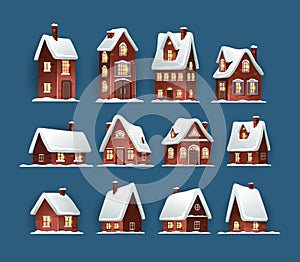 Set of winter houses