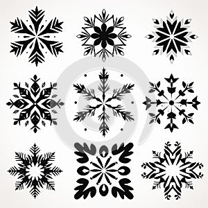 Black Snowflakes Holiday Vector Illustrations photo