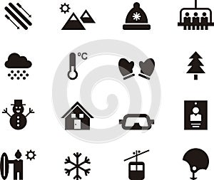 Set of winter and skiing web icons