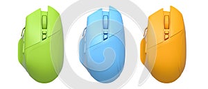Set of wireless gaming computer mouse isolated on white background
