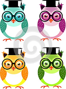 Set of wise owls