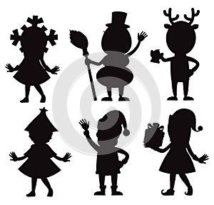 Set of witch flat isolated silhouettes vector