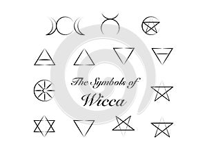 Set of Witches runes, wiccan divination symbols. Ancient occult symbols, isolated on white. Vector illustration.