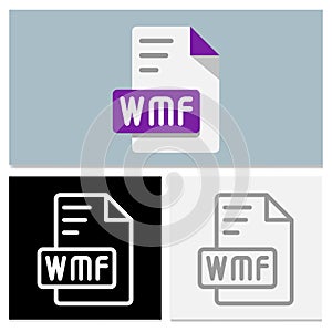 Set Wmf document file format. file type flat icon for digital and software applications. Can be used for websites, UI and photo