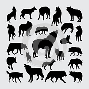 Wolf silhouette. a set of wolf silhouettes