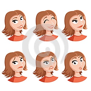 Set of woman face icons