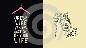 Set of Woman fashion dress and shoe from quotes