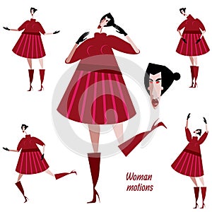 Set of woman motions