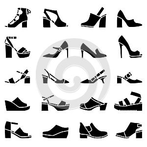 Set of woman shoes icons