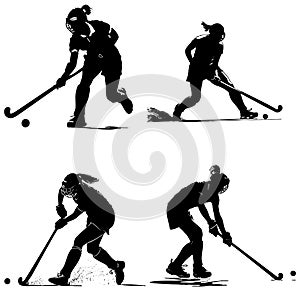 set of women field hockey players photo