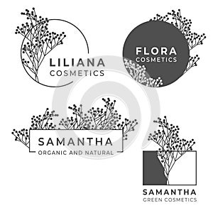 Set of women logos with flowers and leafs.