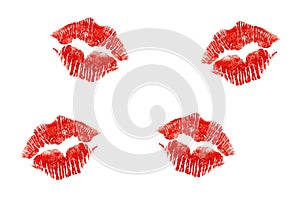 A set of women`s lip prints for red lipstick photo