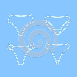 Set of women`s panties - vector outline objects