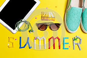 Set of women summer accessories and devices