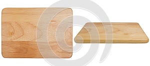 Set of wood cutting boards in different angles shots in collage for your design.