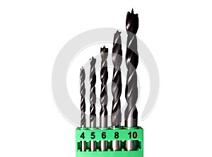 Set of wood drill bits