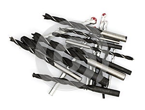 set of wood drill bits isolated on white