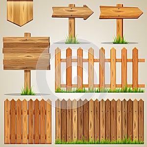 Set of wood elements for design