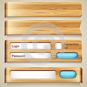 Set of wood elements for design