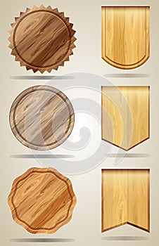 Set of wood elements for design