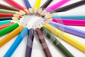 Set of wooden color pencils